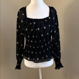 Madewell Georgette Peplum Style Long Sleeve Top, Sz S